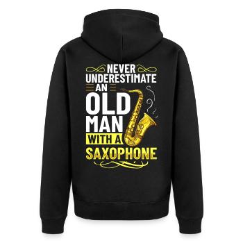 Saxophon Saxofon Musiker Tenor Instrument Anfänger - Unisex Premium Bio Zip Hoodie - Schwarz - Hinten - Nico (187cm)