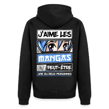 Manga Fille Japonais Kawaii - Veste à capuche bio Premium Unisexe - noir - Dos - Nico (187cm)