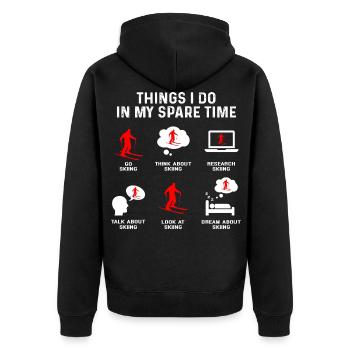 Things i do in my free time Freizeit Ski fahren - Unisex Premium Bio Zip Hoodie - Schwarz - Hinten - Nico (187cm)
