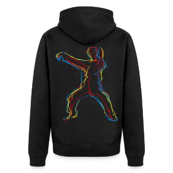 Qigong Thai Chi Chigong Qi Gong Chi Gong - Unisex Premium Bio Zip Hoodie - Schwarz - Hinten - Nico (187cm)