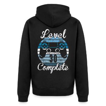 30th Birthday Shirt Gamer Level 30 Complete - Unisex Premium Organic Zip Hoodie - black - Back - Nico (187cm)