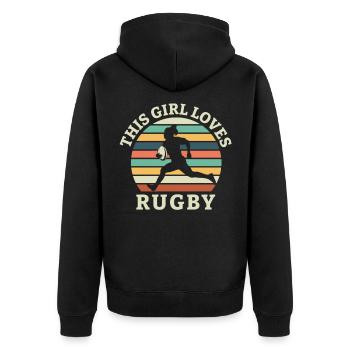 Rugby Rugby Player Rubgyteam Rugby Fans Cadeau - Veste à capuche bio Premium Unisexe - noir - Dos - Nico (187cm)