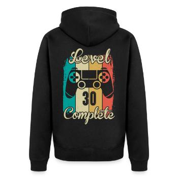 30th Birthday Shirt Gamer Level 30 Complete - Unisex Premium Organic Zip Hoodie - black - Back - Nico (187cm)