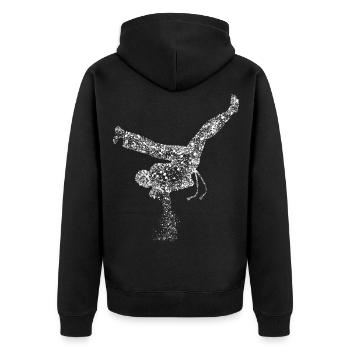 Capoeira Breakdance Breakdancer - Unisex Premium Bio Zip Hoodie - Schwarz - Hinten - Nico (187cm)