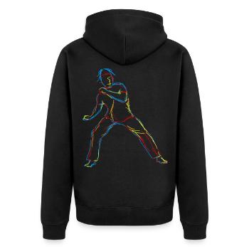 Capoeira brasilianischer Kampfsport - Unisex Premium Bio Zip Hoodie - Schwarz - Hinten - Nico (187cm)