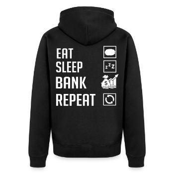 Retired Banker Investment Banking Money Bank - Unisex Premium Organic Zip Hoodie - black - Back - Nico (187cm)