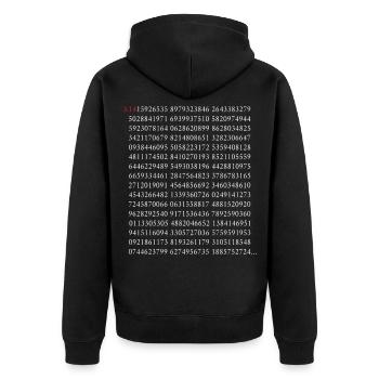 The First 500 Digits Of the Circle Number Pi 3.14 Math - Unisex Premium Organic Zip Hoodie - black - Back - Nico (187cm)
