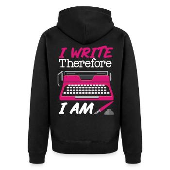 Writing Typewriter Novel Writer & - Unisex Premium Bio Zip Hoodie - Schwarz - Hinten - Nico (187cm)