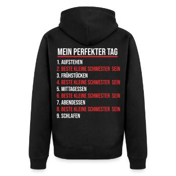 Schwestern Geschwister Schwester - Unisex Premium Bio Zip Hoodie - Schwarz - Hinten - Nico (187cm)