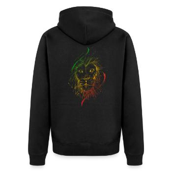 Vert jaune rouge drapeau Tête de lion sketchy - Veste à capuche bio Premium Unisexe - noir - Dos - Nico (187cm)