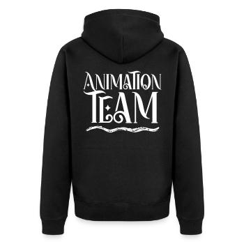 Animationsteam Animation Team Animateur Beruf - Unisex Premium Bio Zip Hoodie - Schwarz - Hinten - Nico (187cm)