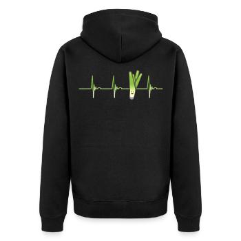 Lauch Herzschalg - Unisex Premium Bio Zip Hoodie - Schwarz - Hinten - Nico (187cm)