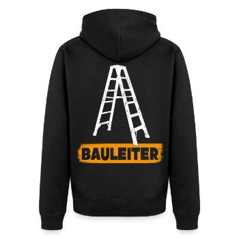 Bauleiter Bauherr Bauleitung Hausbau - Unisex Premium Bio Zip Hoodie - Schwarz - Hinten - Nico (187cm)