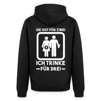 Werdender Papa - Unisex Premium Bio Zip Hoodie - Schwarz - Hinten - Nico (187cm)