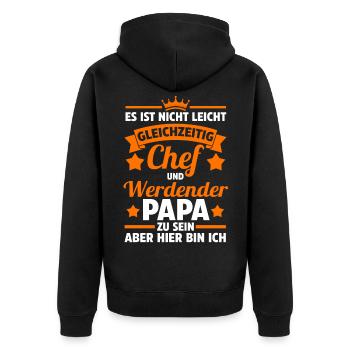 Babyparty Werdender Papa - Unisex Premium Bio Zip Hoodie - Schwarz - Hinten - Nico (187cm)
