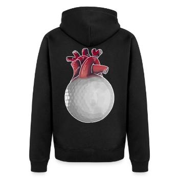Golfer Herz lustiger Golfball Golf Geschenk - Unisex Premium Bio Zip Hoodie - Schwarz - Hinten - Nico (187cm)