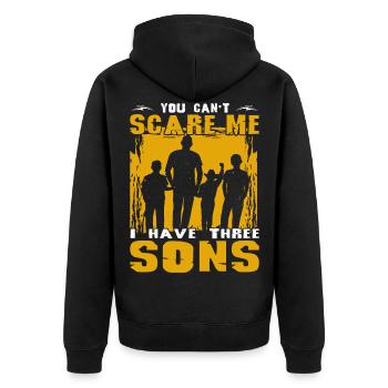 You can't scare me I have Three Sons - Unisex Premium Bio Zip Hoodie - Schwarz - Hinten - Nico (187cm)