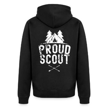 Stolzer Pfadfinder Sippe Pfadfinden Zeltlager - Unisex Premium Bio Zip Hoodie - Schwarz - Hinten - Nico (187cm)