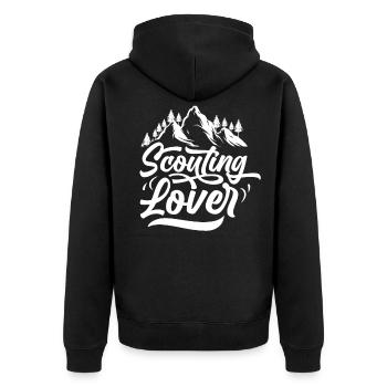 Scout Lovers Tent Camp Clan ScoutIng - Unisex Premium Organic Zip Hoodie - black - Back - Nico (187cm)