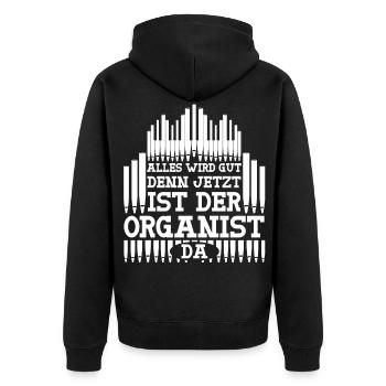 Orgel Organist Orgelspieler - Unisex Premium Bio Zip Hoodie - Schwarz - Hinten - Nico (187cm)