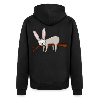 Lapin de Pâques Lapin Paresseux Lapin Pâques - Veste à capuche bio Premium Unisexe - noir - Dos - Nico (187cm)