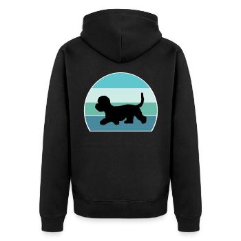 Dandie Dinmont Terrier Dog Silhouette Vintage Suns - Unisex Premium Organic Zip Hoodie - black - Back - Nico (187cm)