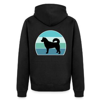 Ostsibirische Laika Dog Silhouette Vintage Sonnenuntergang - Unisex Premium Bio Zip Hoodie - Schwarz - Hinten - Nico (187cm)