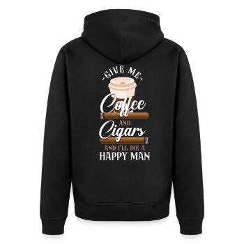 Cigar Smoking Coffee Vintage Give - Unisex Premium Bio Zip Hoodie - Schwarz - Hinten - Nico (187cm)