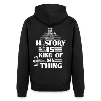 History is somehow my thing profession - Unisex Premium Organic Zip Hoodie - black - Back - Nico (187cm)