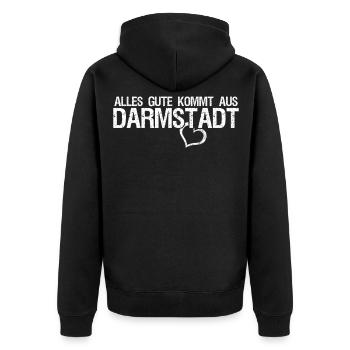 Darmstadt Spruch Darmstädter - Unisex Premium Bio Zip Hoodie - Schwarz - Hinten - Nico (187cm)