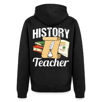 Professeur d’histoire Professeur d’histoire Professeur d’histoire - Veste à capuche bio Premium Unisexe - noir - Dos - Nico (187cm)