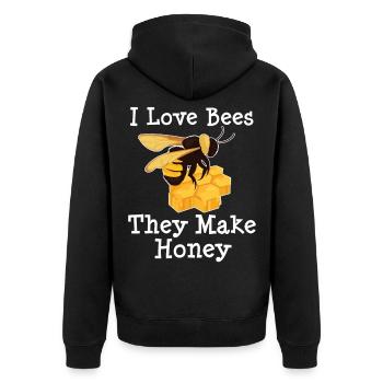 Ich Liebe Bienen Honigbiene Imkerei Imker - Unisex Premium Bio Zip Hoodie - Schwarz - Hinten - Nico (187cm)