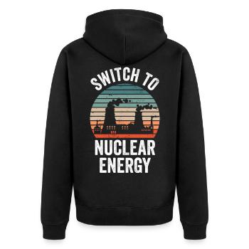 Umstieg Auf Kernenergie Kernkraft Atomkraft - Unisex Premium Bio Zip Hoodie - Schwarz - Hinten - Nico (187cm)
