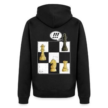 Chess Tshirt Chessboard Checkmate Chess Game - Unisex Premium Organic Zip Hoodie - black - Back - Nico (187cm)