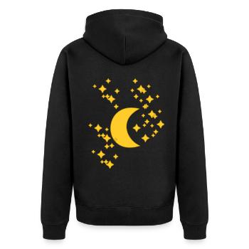 Mond Nacht Himmel Sternenhimmel Sterne himmlisch - Unisex Premium Bio Zip Hoodie - Schwarz - Hinten - Nico (187cm)