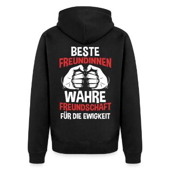Beste Freundin - Unisex Premium Bio Zip Hoodie - Schwarz - Hinten - Nico (187cm)