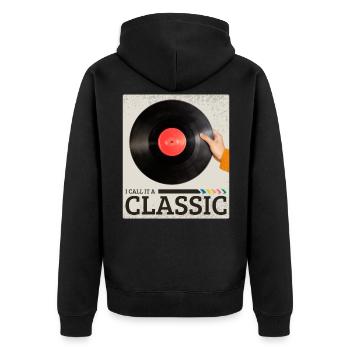 Je l’appelle un disque de musique rétro vinyle classique - Veste à capuche bio Premium Unisexe - noir - Dos - Nico (187cm)