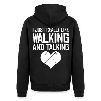 Nordic Walking and Talking Hiking - Unisex Premium Organic Zip Hoodie - black - Back - Nico (187cm)