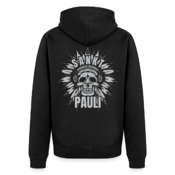St Pauli. Éventail St pauli Éventail Paulianer Hamburger - Veste à capuche bio Premium Unisexe - noir - Dos - Nico (187cm)