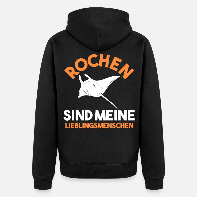 Rochen Mantarochen - Unisex Premium Bio Zip Hoodie - Schwarz