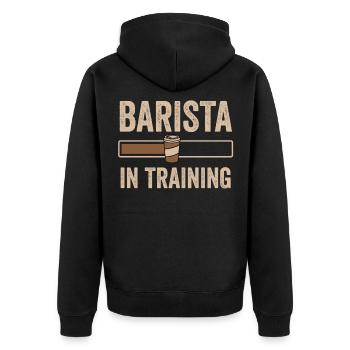 Barista en formation Baristas Café Espresso - Veste à capuche bio Premium Unisexe - noir - Dos - Nico (187cm)