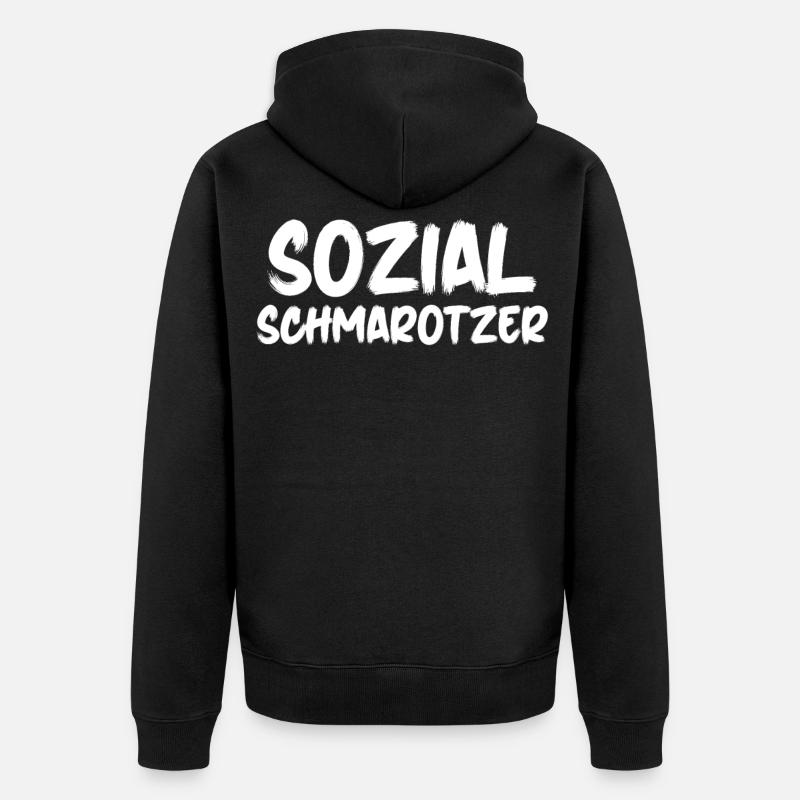 Arbeitsamt Sozialschmarotzer Arbeitslos - Unisex Premium Bio Zip Hoodie - Schwarz