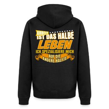 Arbeitsamt Arbeit Arbeiten Arbeitslos - Unisex Premium Bio Zip Hoodie - Schwarz - Hinten - Nico (187cm)