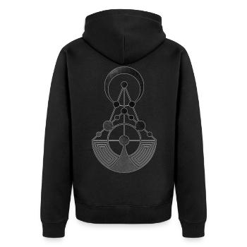 Kornkreis Sacred Geometry Alien Talks - Unisex Premium Bio Zip Hoodie - Schwarz - Hinten - Nico (187cm)