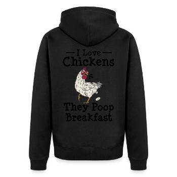 Farming Chicken Owner Farmer Lustiges Hühnerei - Unisex Premium Bio Zip Hoodie - Schwarz - Hinten - Nico (187cm)