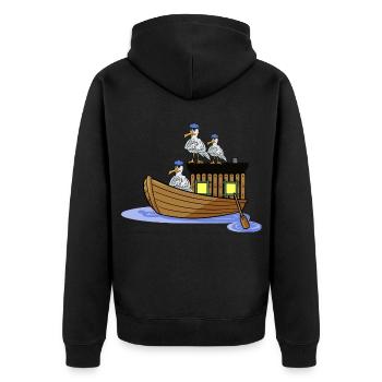 Boat Ship Seagulls Sailors North Sea Baltic Sea Kiel - Unisex Premium Organic Zip Hoodie - black - Back - Nico (187cm)