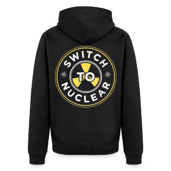 Umstieg Auf Kernenergie Kernkraft Atomkraft - Unisex Premium Bio Zip Hoodie - Schwarz - Hinten - Nico (187cm)