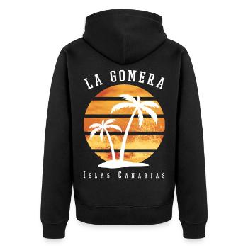 La Gomera Summer Sun Beach Sea Palm Trees - Unisex Premium Organic Zip Hoodie - black - Back - Nico (187cm)