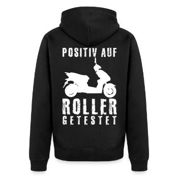 Mofa Mopet Motorroller Mofafahrer Moped - Unisex Premium Bio Zip Hoodie - Schwarz - Hinten - Nico (187cm)