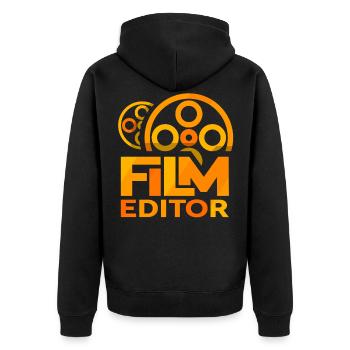Film Editor Filmeditor Edit Video - Unisex Premium Bio Zip Hoodie - Schwarz - Hinten - Nico (187cm)